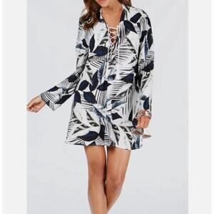 LaBlanca Womens Tropical Black White Swimsuit Coverup Resortwear Vacation Medium